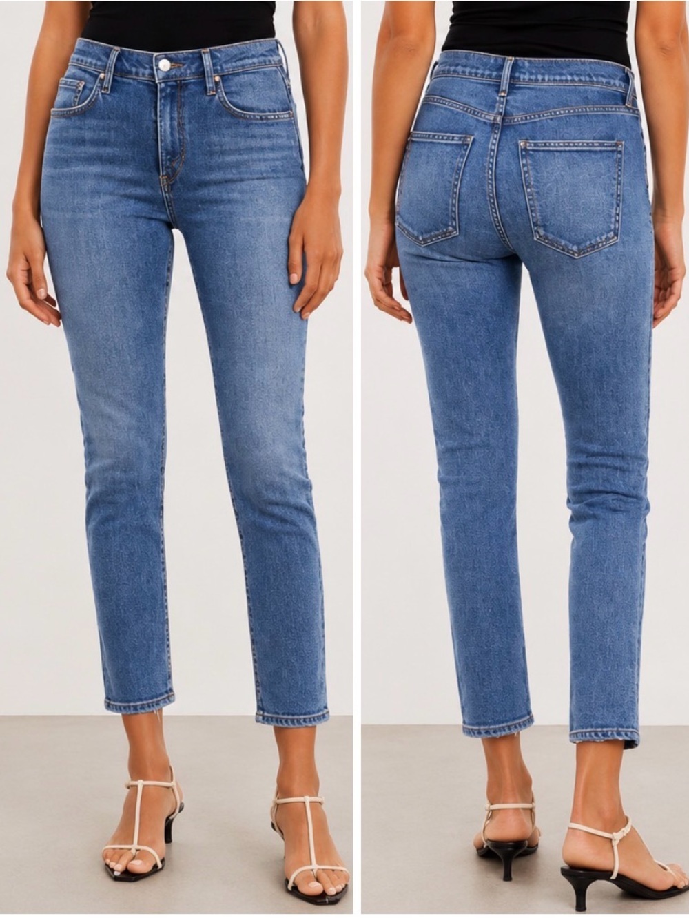AGOLDE Toni Mid Rise Straight Leg Jeans Viewpoint Wash Distressed Denim - Picture 8 of 8